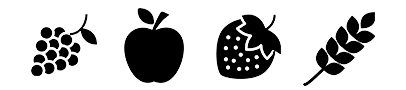Icônes Fruits et Céréales : Raisins, Pomme, Fraise, Blé