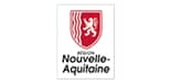 Logo Région Nouvelle-Aquitaine : Armoiries et Blason Logo de la Région Nouvelle-Aquitaine, rouge et blanc, avec un écu armorié présentant un lion et des ondes.